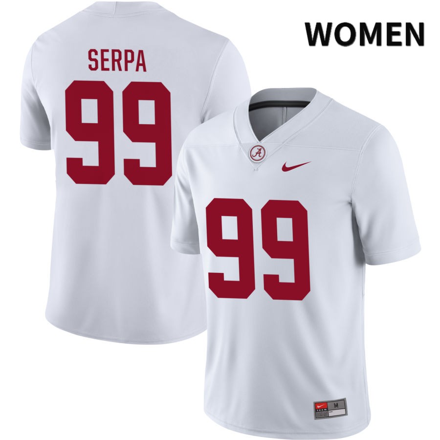 Alabama Crimson Tide Women's Nick Serpa #99 NIL White 2022 NCAA Authentic Stitched College Football Jersey SG16H82DD